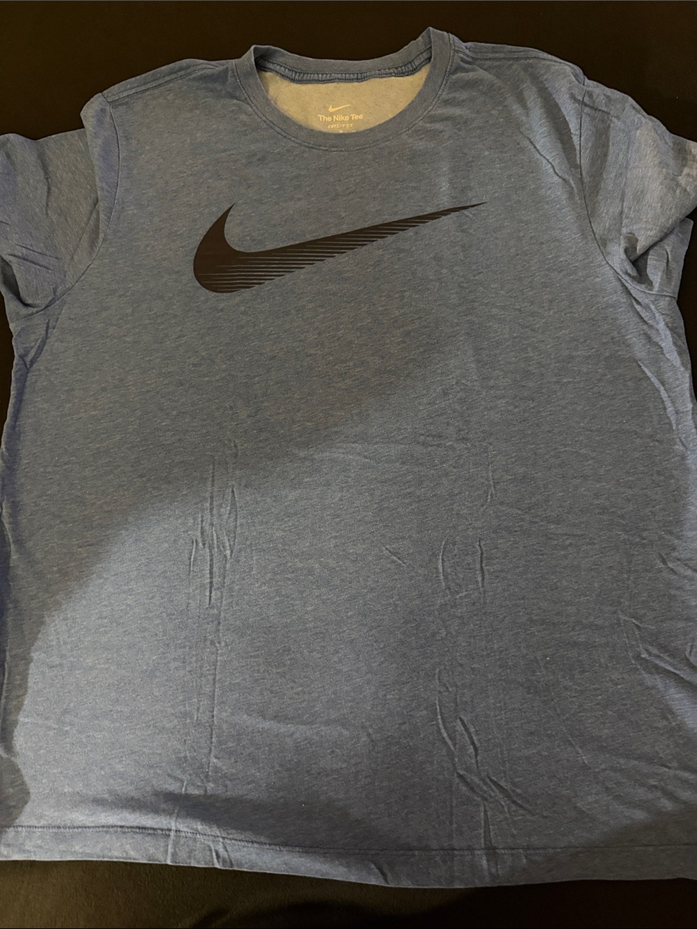 Nike Short Sleeve Tee in Heather Blue with Black Swoosh